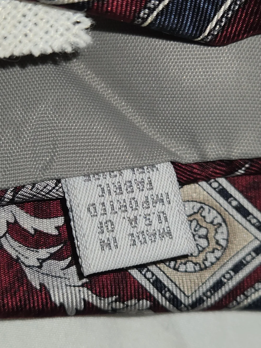 : Vintage Pierre Cardin 100% Silk Tie Burgundy Green Khaki Cream Geometric 59